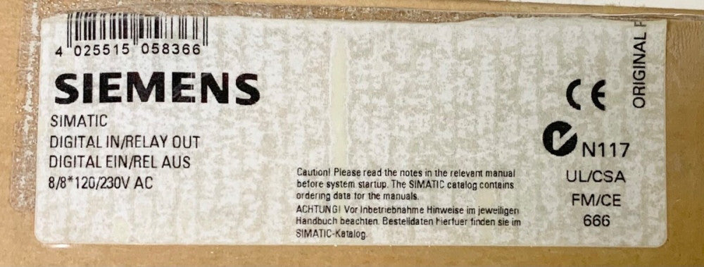 SIEMENS 6E37 133 0HH01 OXB0 ET 200B 8DI 8R0 AC DIGITAL IN Relay EI200B 