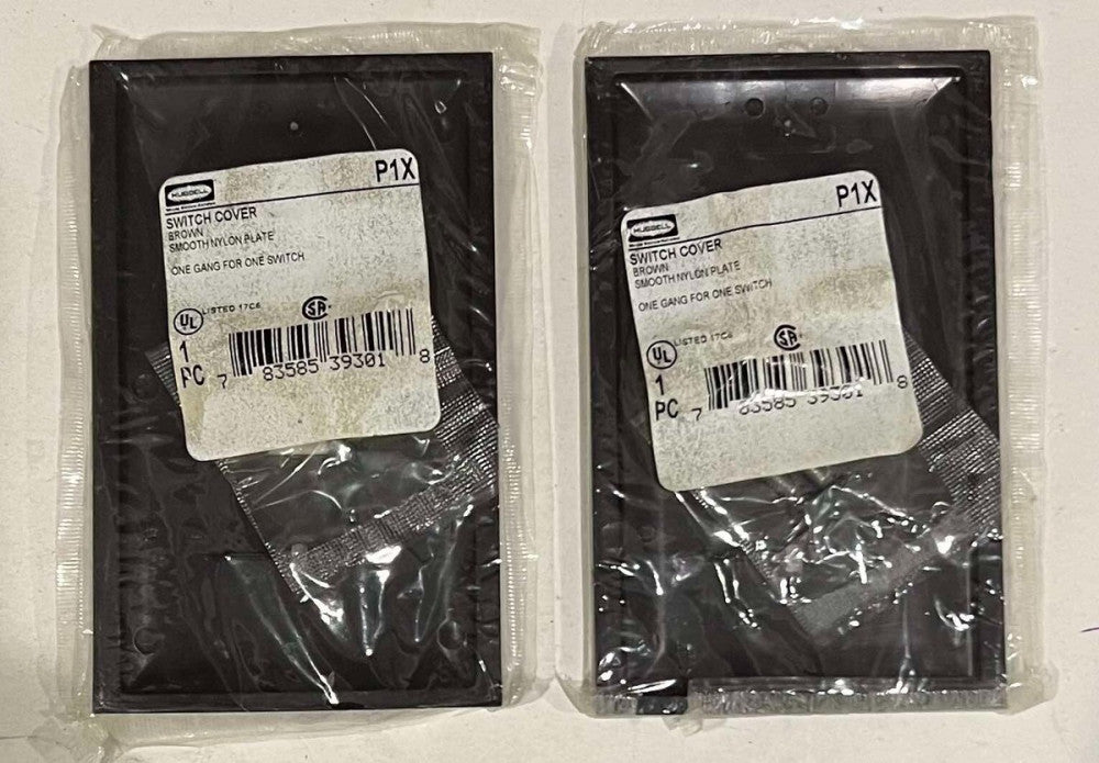 (LOT OF 2) HUBBELL P1X Switch Cover BROWN Smooth Nylon Plate