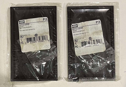 (LOT OF 2) HUBBELL P1X Switch Cover BROWN Smooth Nylon Plate