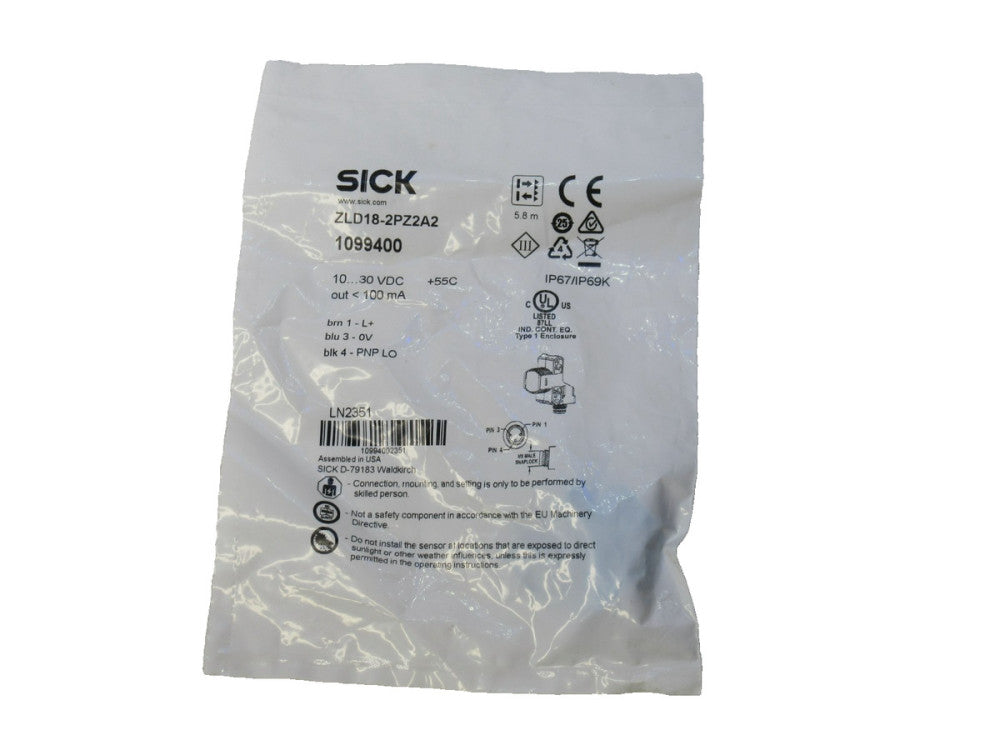 Sick ZLD18-2PZ2A2 , 1099400 10...30Vdc Photoelectric Sensor (New)