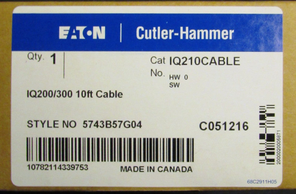 EATON CUTLER HAMMER IQ210CABLE 10' IQ200 IQ300 Meter Cable 10ft 5743B57G04