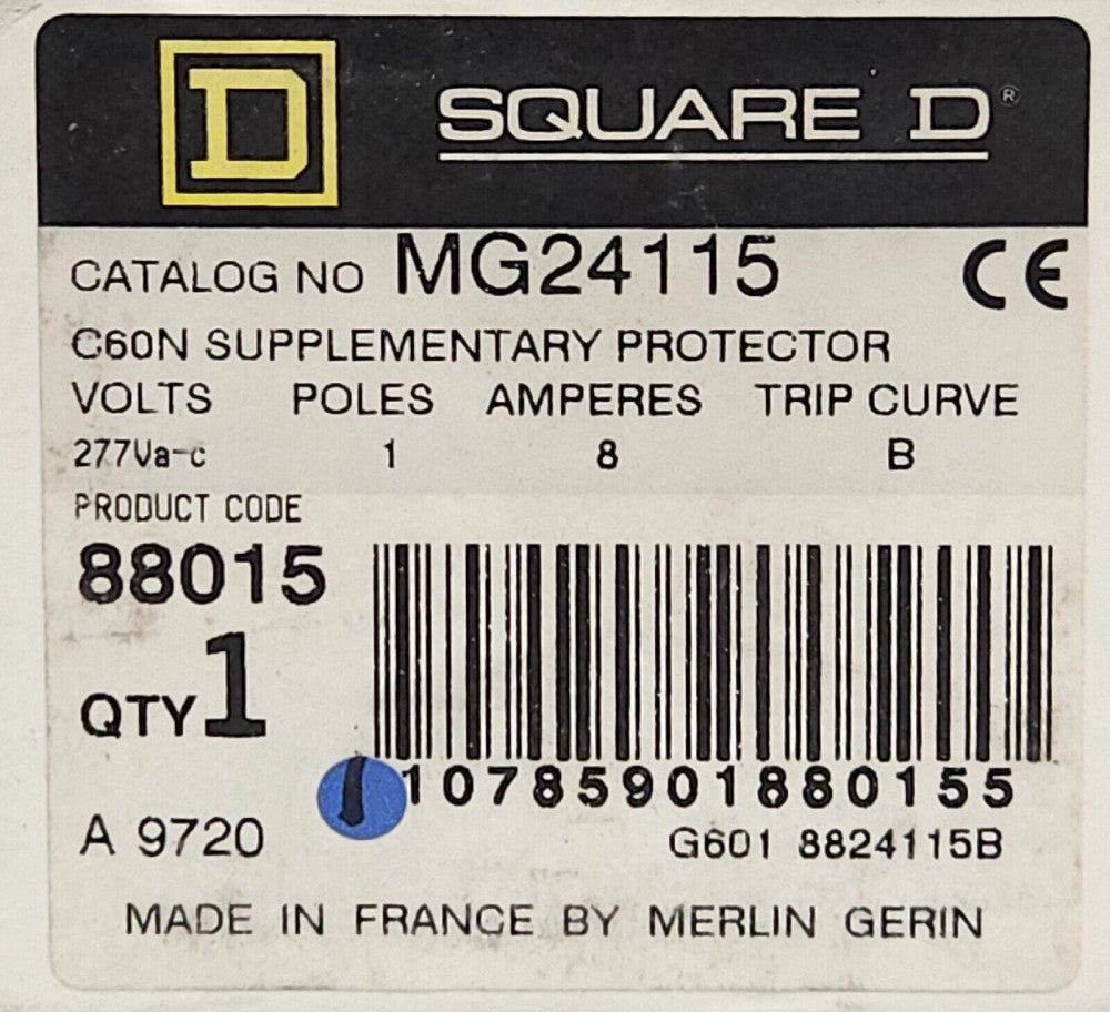 SQUARE D MG24115 Single Pole 8 AMP Miniature Circuit Breaker