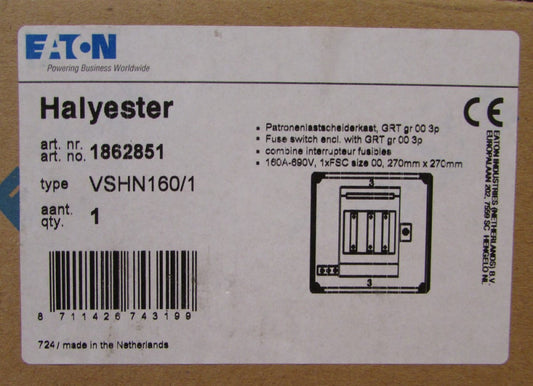 EATON HALYESTER VSHN160/1 GRT Fuse Switch 1862851 690V 160 Amp