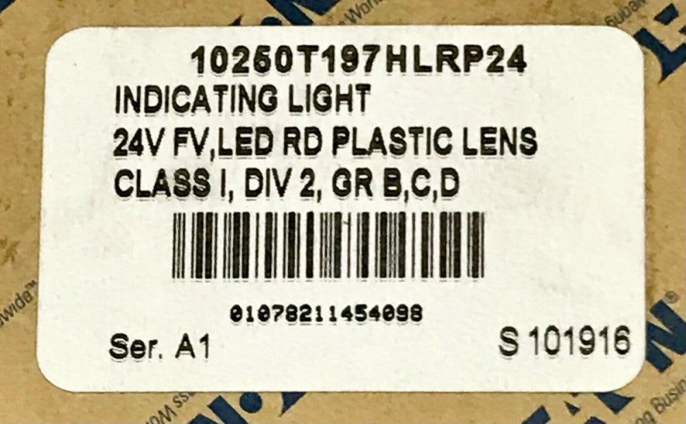 EATON CUTLER HAMMER 10250T197HLRP24 RED Indicating Pilot Light 24 VAC VDC