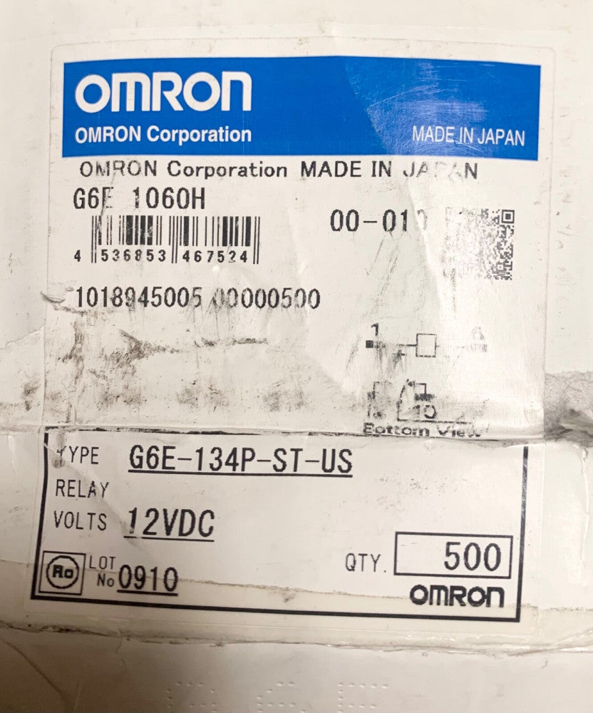 LOT OF 10 OMRON G6E 134P ST US DC12 SPDT Relay 12 VDC 0910YH 2 AMP 30 VDC 0.4 
