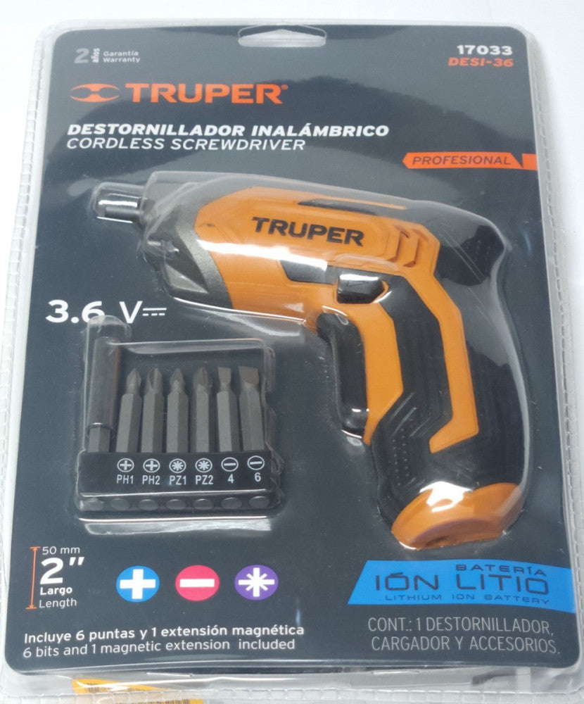 TRUPER 17033 Desi-36 Cordless Screwdriver lithium Ion 3.6v