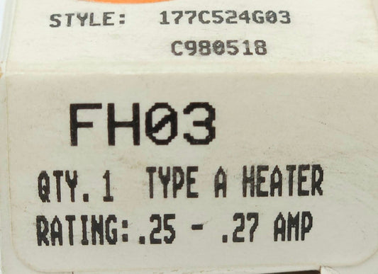 EATON CUTLER HAMMER WESTINGHOUSE FH03 Thermal Overload Relay Heater Element