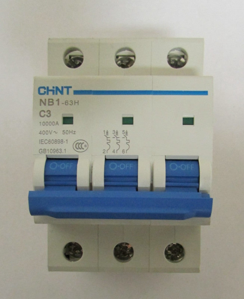 CHINT CHNT NB1 63H C3 400 V 3 Pole 3 Amp Din Rail Mount Circuit Breaker