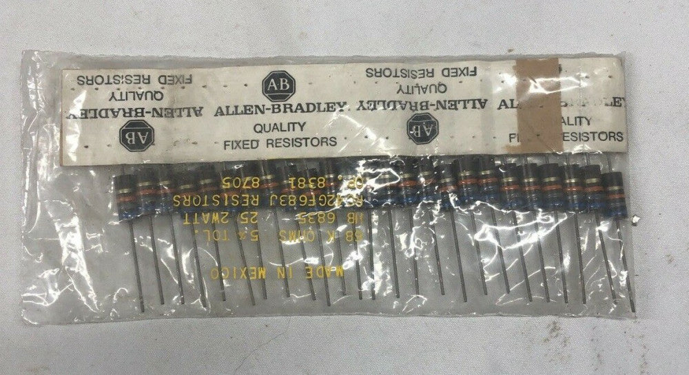 RC42GF683J ALLEN-BRADLEY AXIAL LEADED FIXED RESISTOR 2W 5% 68000 ohm - 25 pcs