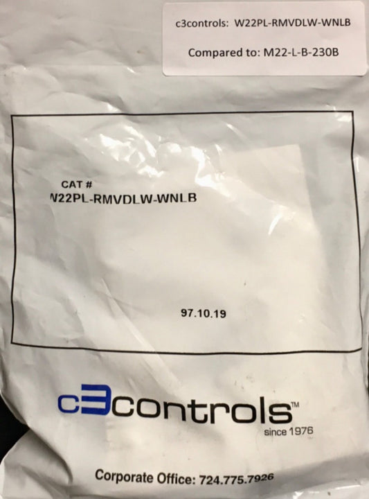 C3CONTROLS W22PL RMVDLW WNLB 20-277V PC DC Blue Indications Light