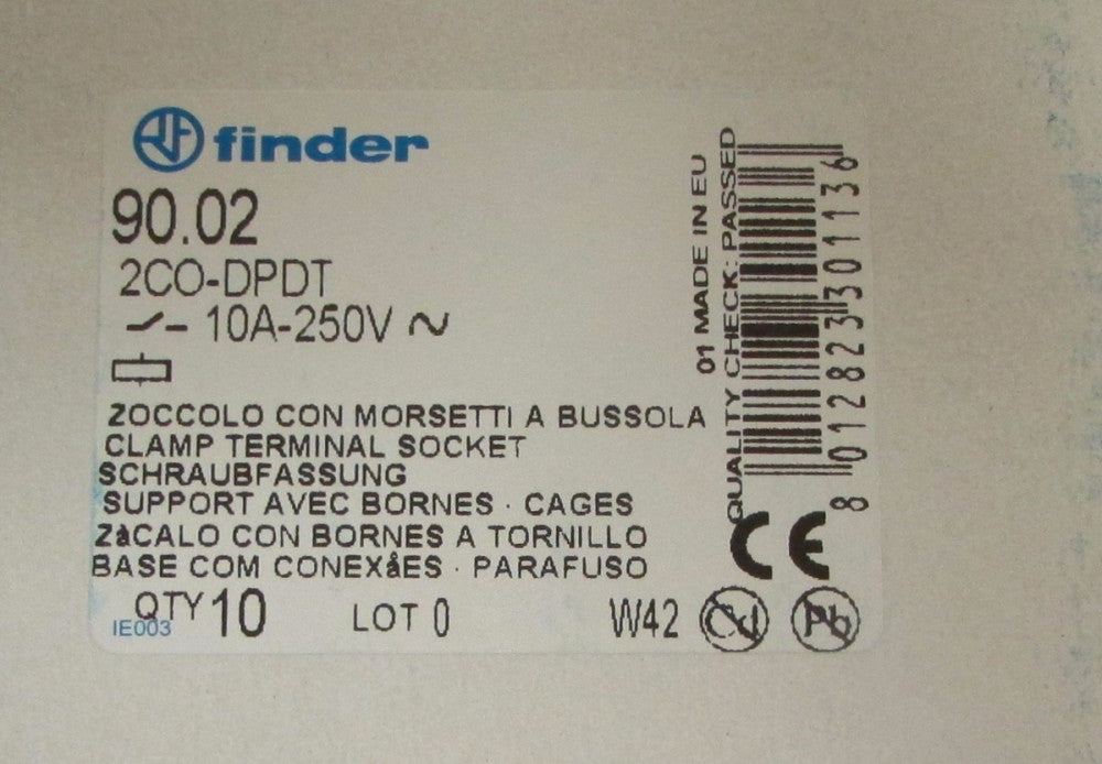 FINDER 90.02 10 Amp 2 CO DPDT Relay Base Socket 90 02 *PRICED PER EACH*