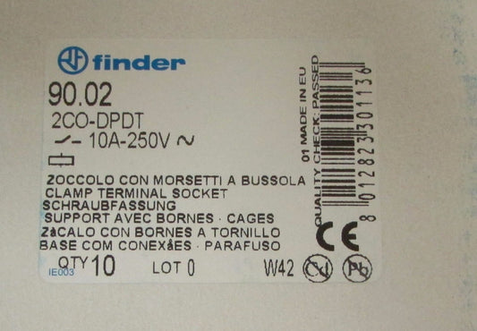 FINDER 90.02 10 Amp 2 CO DPDT Relay Base Socket 90 02 *PRICED PER EACH*