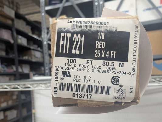 New, Alpha Wire, F2211/8 RD103, HEATSHRINK 1/8" X 4' RED (25x4" - 100' total)