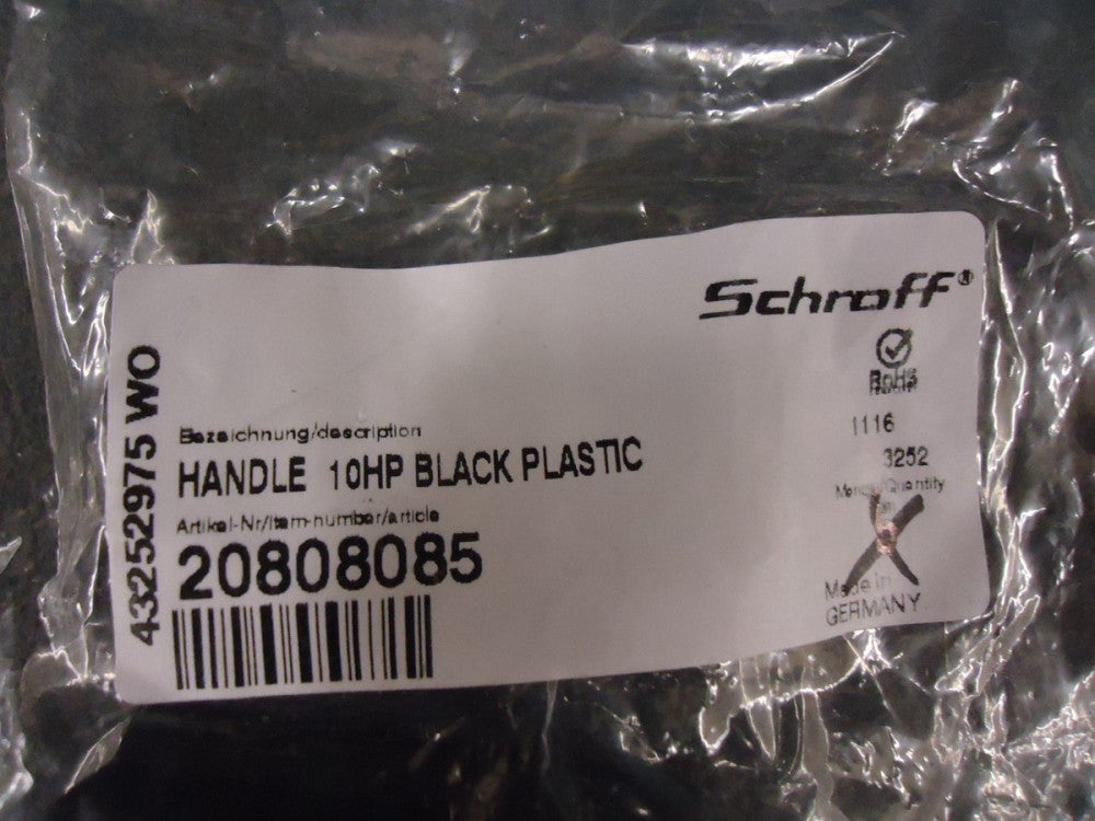 20808-085 SCHROFF HANDLE 10HP VME PLASTIC BLACK BRAND NEW! * Sold in lot of 5pcs