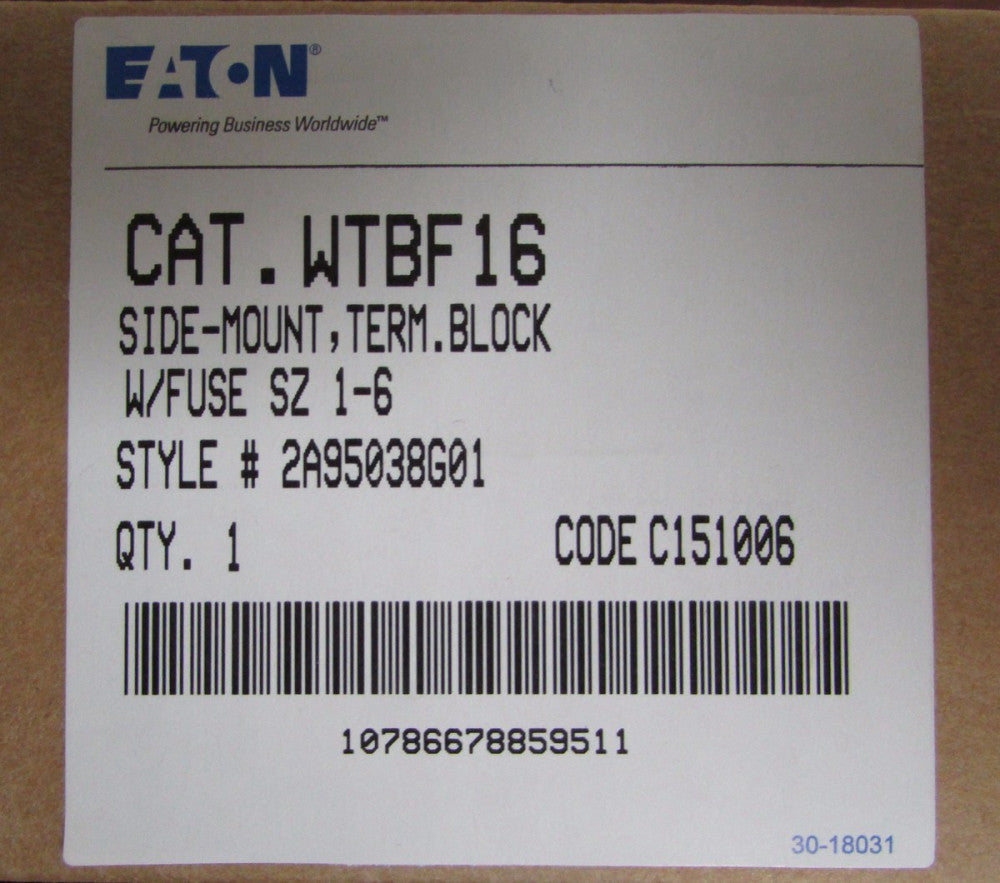 EATON WTBF16 Advantage Starter W200 Side Mount Fused Terminal Block 2A95038G01