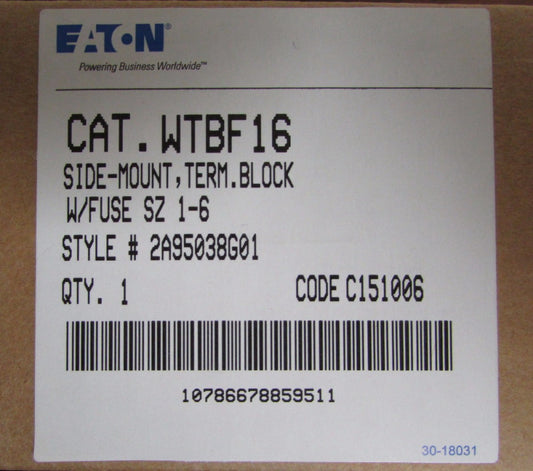 EATON WTBF16 Advantage Starter W200 Side Mount Fused Terminal Block 2A95038G01