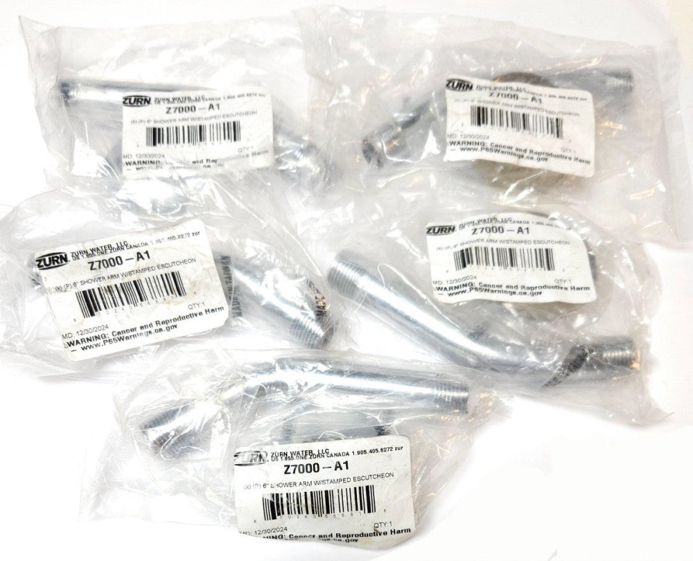LOT OF 5 ZURN Z7000 A1 48RT94 BRASS SHOWER ARM 6" with Stamped ESCUTCHEON (K) (P
