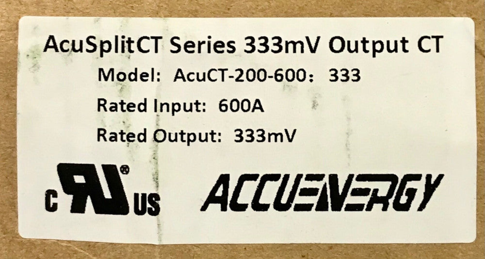 ACCUENERGY Model ACUCT-200-600 333 600 AMP CT 333mV