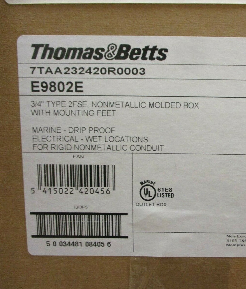 Lot of 4 - T&B - E9802E -Weatherproof Field Svc End Outlet Box, 2-Gang, 3/4-In