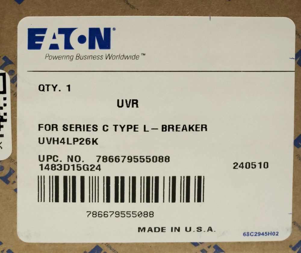 SEALED EATON CUTLER HAMMER UVH4LP26K L Frame 125 VDC UVR Undervoltage Release