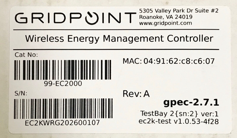 GRIDPOINT 99-EC2000 EC2000 Wireless Energy Management Controller 2.7