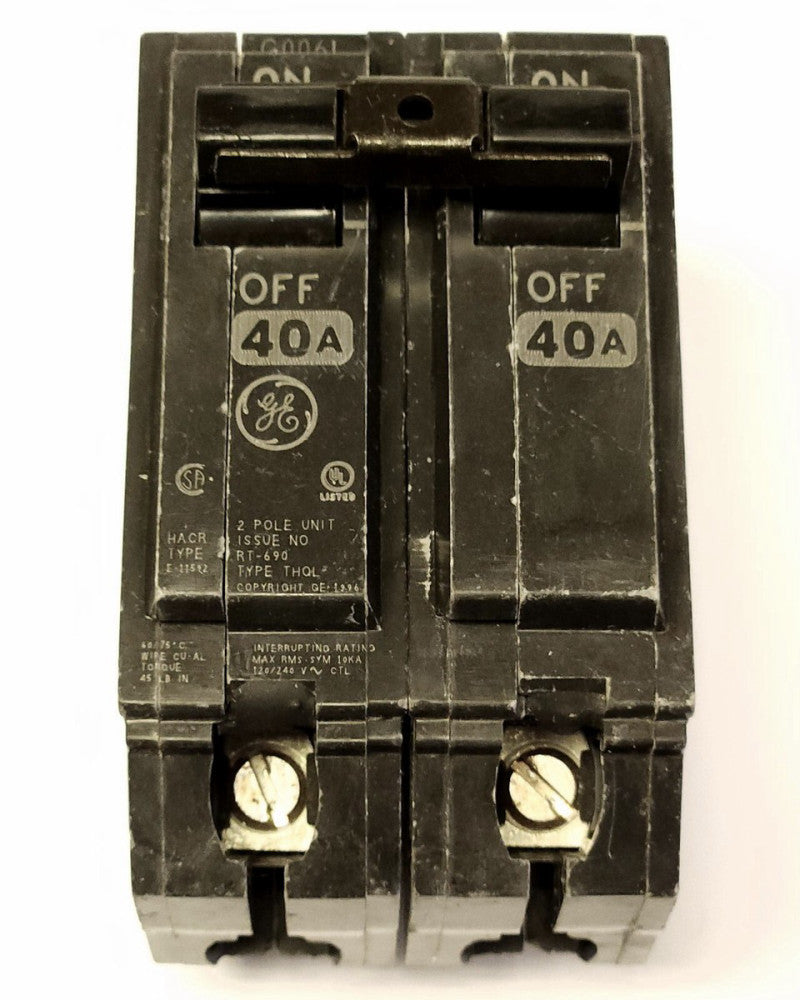 GENERAL ELECTRIC THQL2140 2 Pole 40 AMP Type THQL Circuit Breaker HACR 120 240