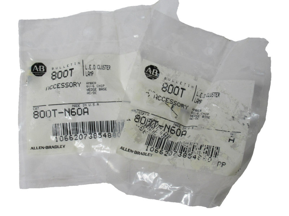 (NEW - Lot of 2) ALLEN BRADLEY 800T-N60A , 800TN60A LED Lamp , Amber