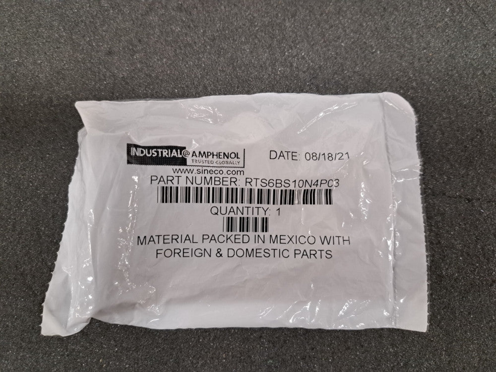 New, Amphenol, RTS6BS10N4P03, Plug, 4 Position, Male, Shell Size 10