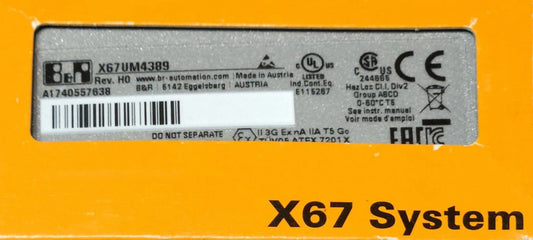 B&R Automation X67UM4389 I/O Module Power Supply Input Output Module