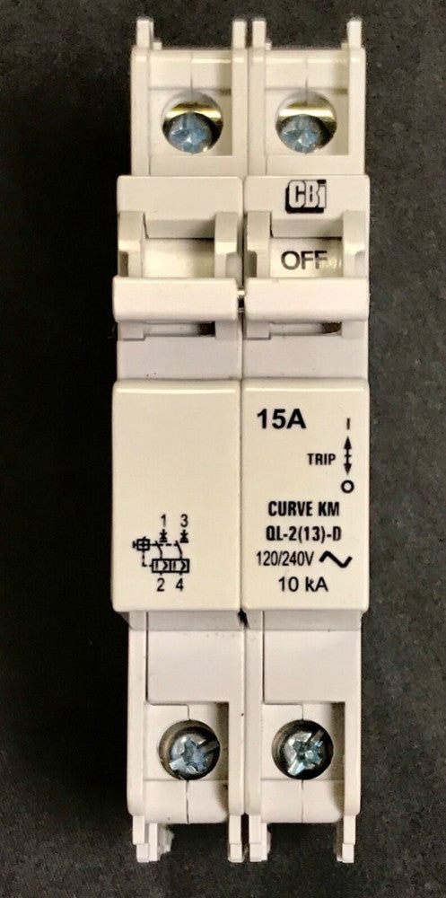 CBI Circuit Breaker Industries QLD28KM15 2 Pole 15AMP QL-2(13)-D-KM-15A 120/240V