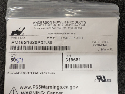 New, APP, PM16S1620S32-50, CONTACT SOCKET 16-20AWG - Lot of 20pcs