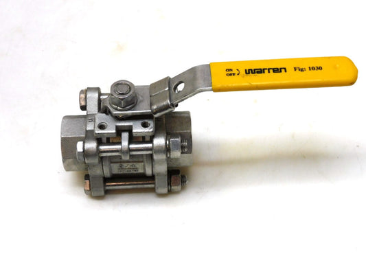 Warren Fig.1030 3/4" Socket Weld Stainless Ball Valve 1500 WOG CF8M 64m4