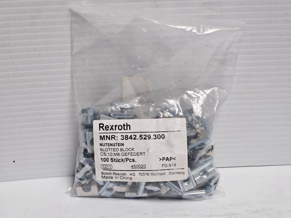 (100) Rexroth T-Slot Stone Swivel-In Sliding Block 3842.529.300 10 Steel M8