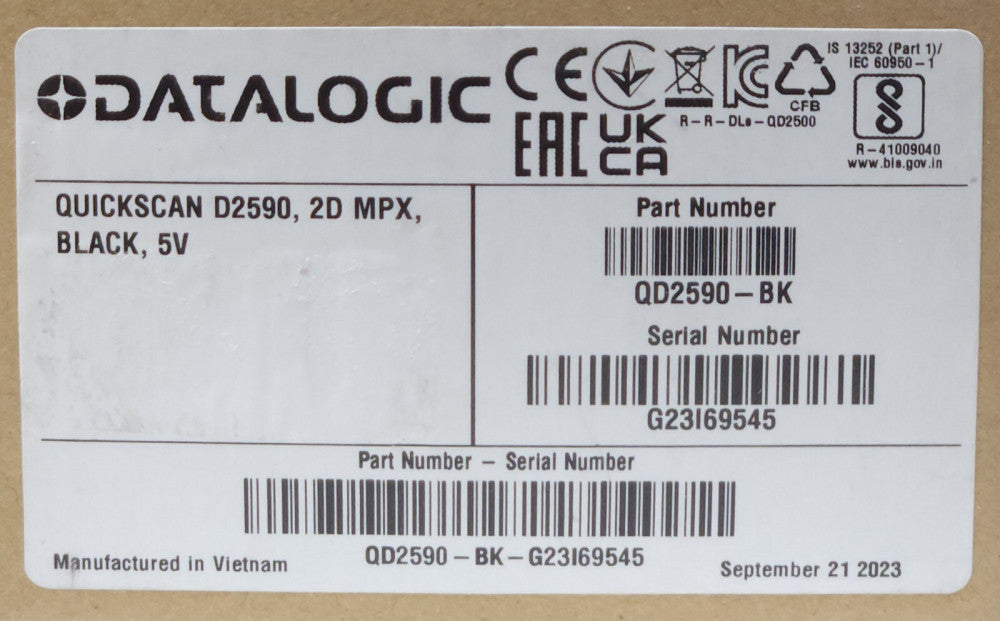 DATALOGIC QD2590 BK QUICKSCAN D2590 2D MPX Bar Code Scanner BLACK 5 VDC