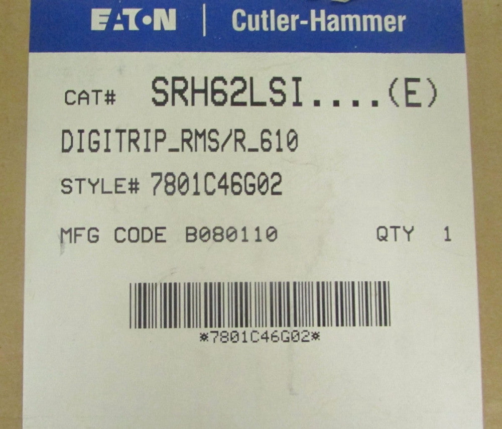 EATON CUTLER HAMMER SRH62LSI Digitrip RMS 610 R 610 7801C46G02