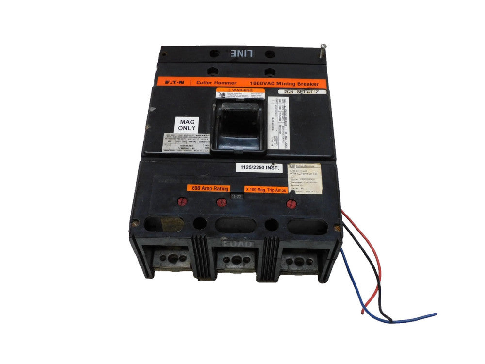 Eaton 00601550-0021 AB DE-ION 1000V Mining Breaker 600A 3p w/ Aux 1125-2250 Trip