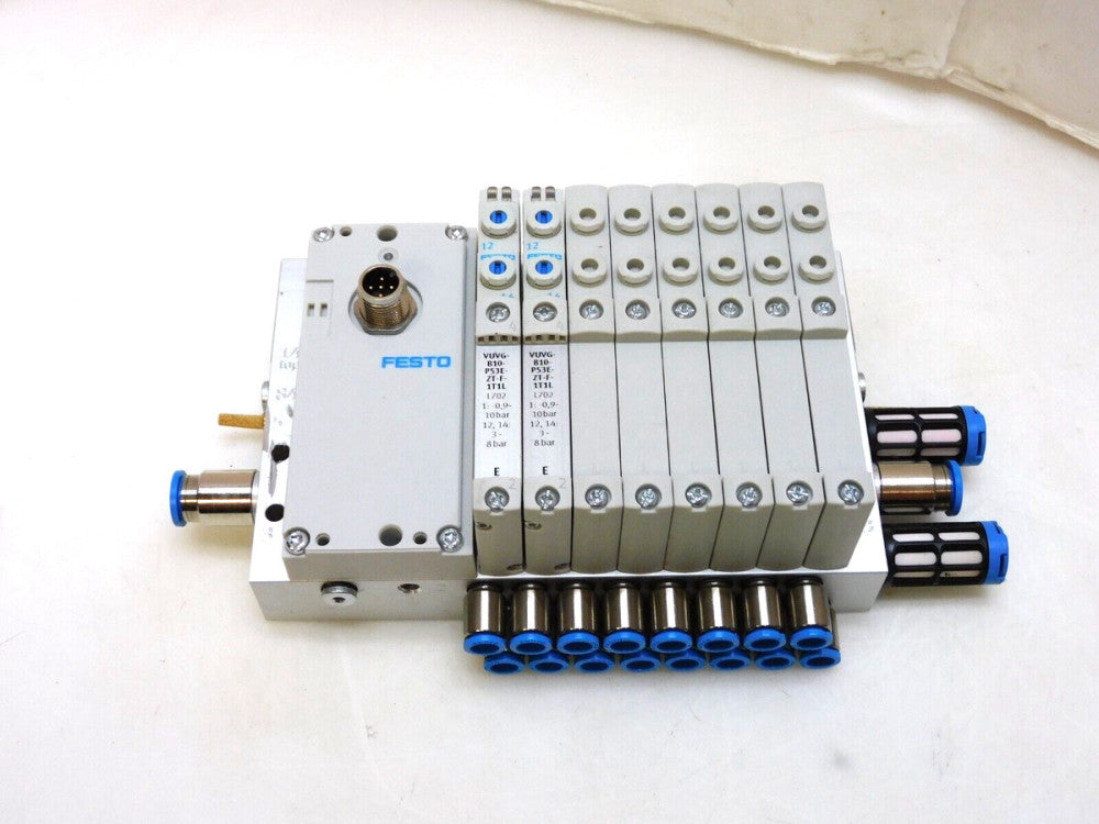FESTO VTUG-10-VRLK-S8-B1T-Q8-U-Q65-EE6L SOLENOID VALVE BANK VAEM-L1-S-8-PT #2