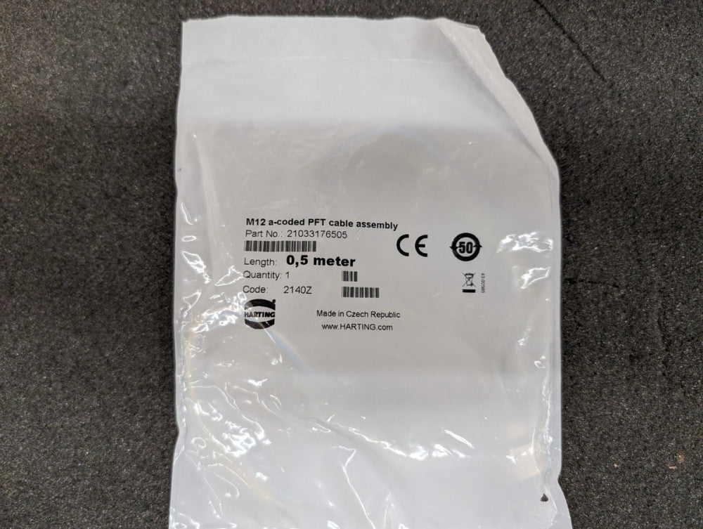 New, Harting, 21033176505, CBL CIRC 5POS FEM TO WIRE 1.64' - Lot of 2pcs