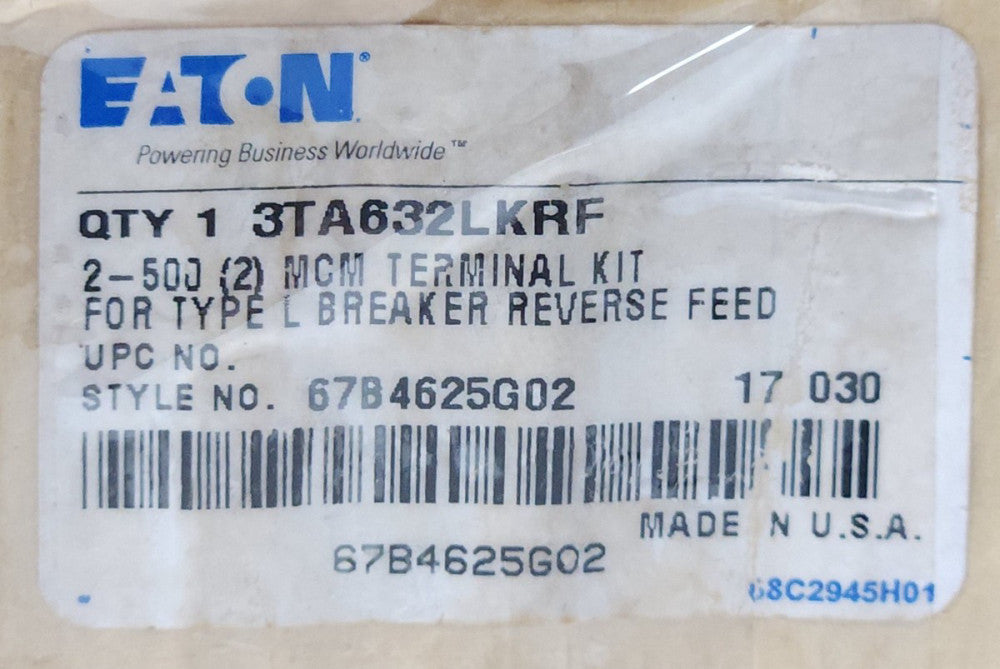 EATON CUTLER HAMMER 3TA632LKRF L Frame Type LG LGE LGH Reverse Feed Breaker Lug
