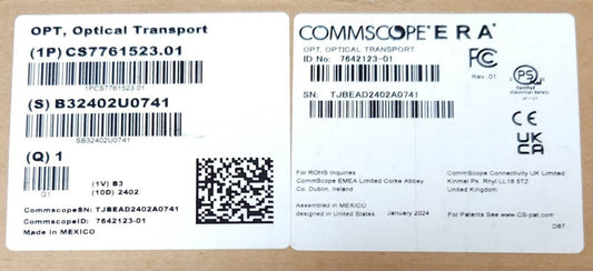 SEALED COMMSCOPE ERA 7642123 01 OPT OPTICAL TRANSPORT 7651411 06 CAN to TEN