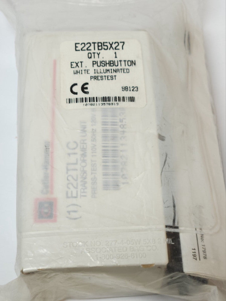 EATON CUTLER HAMMER E22TB5X27 White Illuminated Pushbutton E22TL1C TRANSFORMER