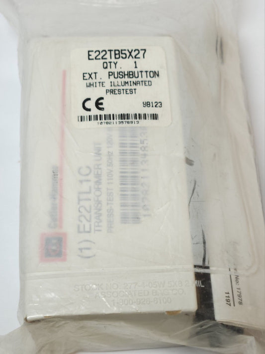 EATON CUTLER HAMMER E22TB5X27 White Illuminated Pushbutton E22TL1C TRANSFORMER