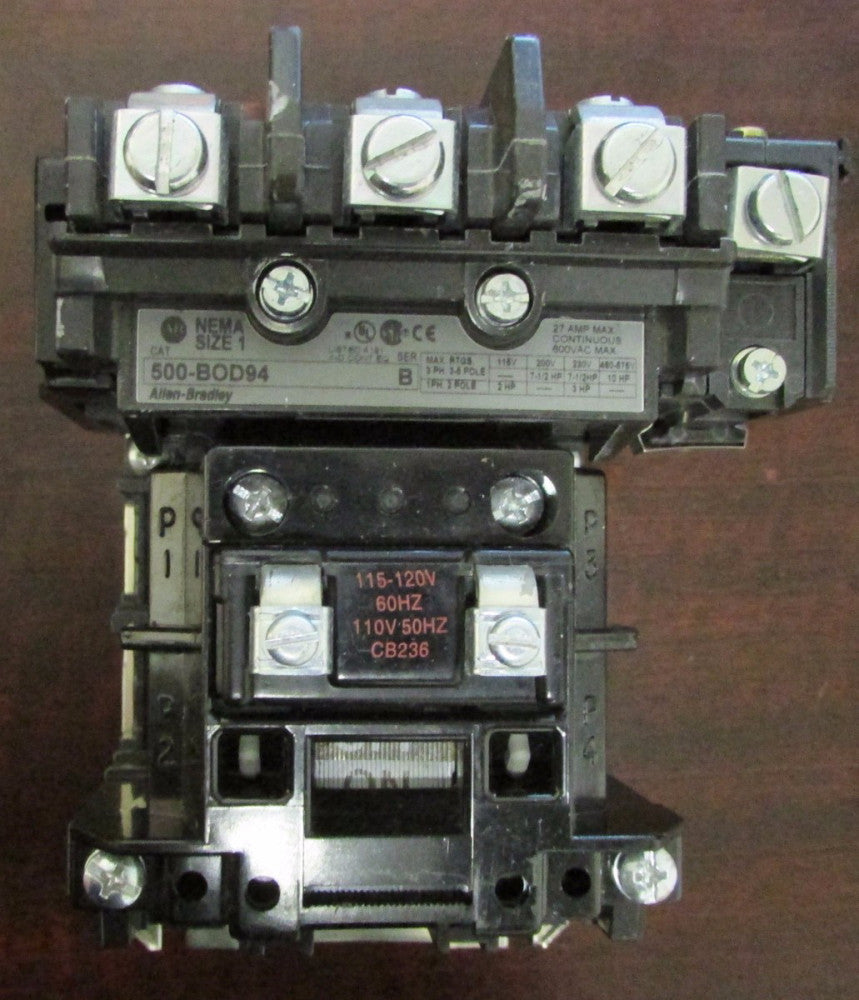 Allen Bradley Size 1 Contactor 110/120V Coil 27 Amp 4 Pole 500 BOD94