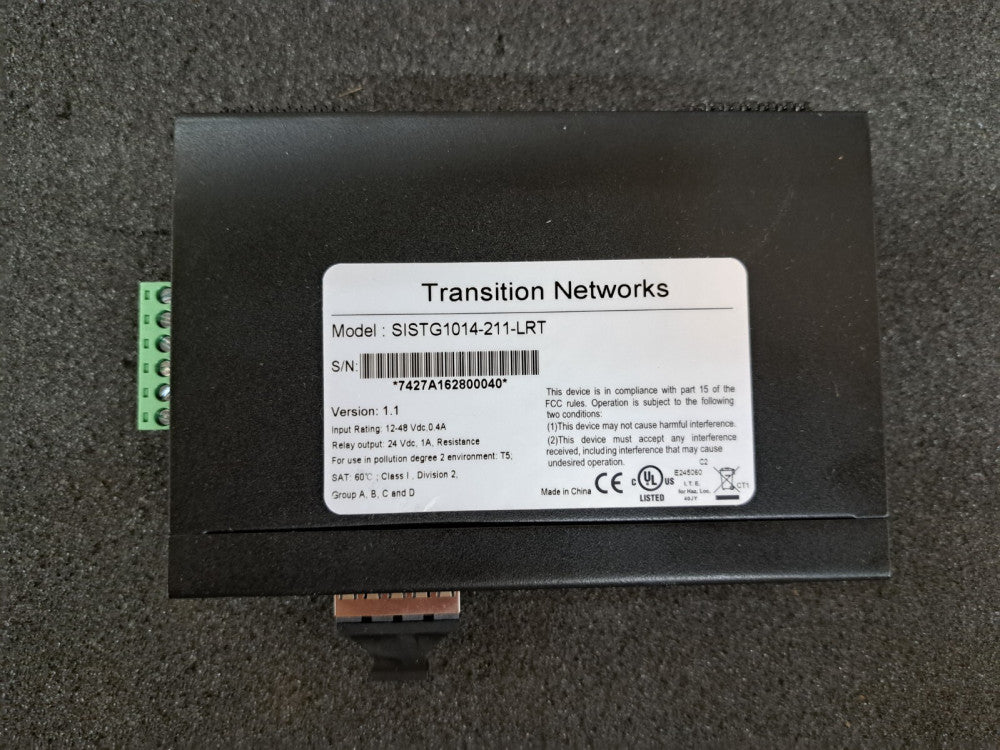 Used, Transition Network, SISTG1014-211-LRT, Fiber Media Converter, Dual