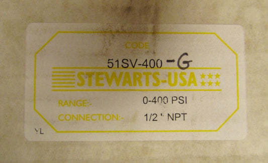 STEWARTS USA 51SV 400 G 0-400 PSI 1/2" NPT