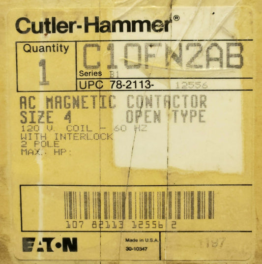 EATON CUTLER HAMMER C10FN2AB 2 Pole 120 VAC Size 4 C10FN2 Citation Series