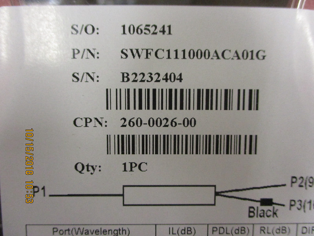 SWFC111000ACA01G Oplink Single window single mode wideband fiber BRAND NEW!