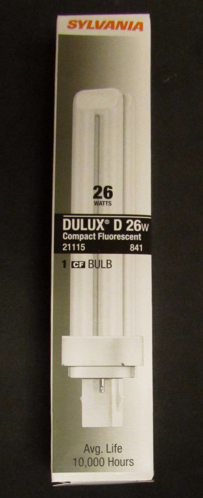 SYLVANIA 21115 Dulux D CF26DD 841 Eco Base Culot G24d-3 26Watt Lamp Bulb f548 Hg