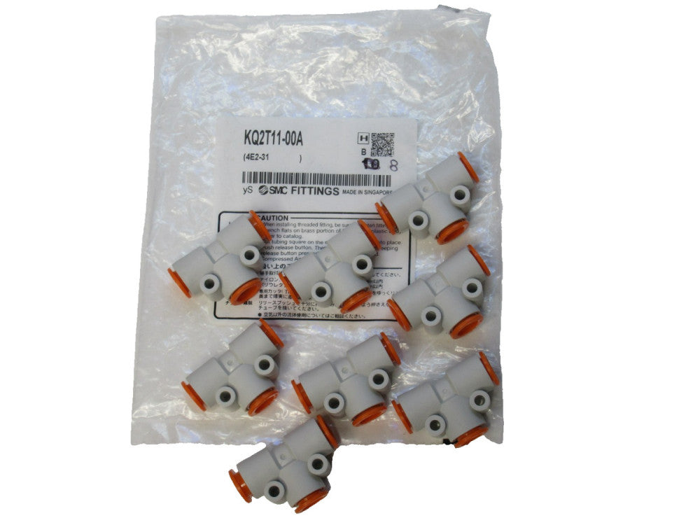 SMC Fittings KQ2T11-00A 3/8" Push-To-Connect Union Tee (New - Lot of 8)