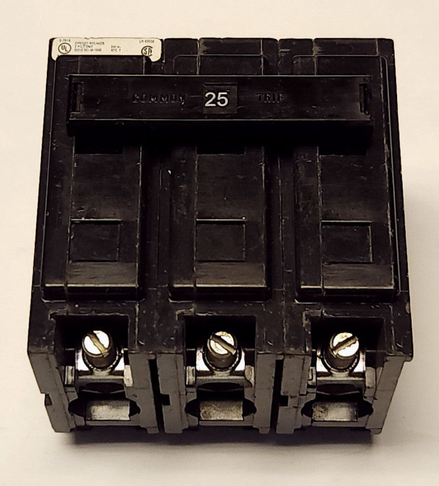 EATON CUTLER HAMMER QBHW3025H 3 Pole 25 AMP Type BA Circuit Breaker 240 VAC